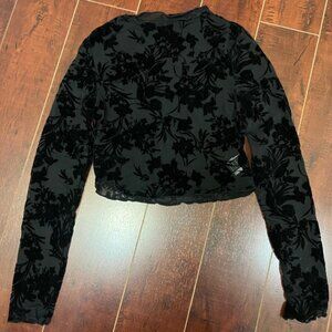 4/$20 Shein Floral Mesh Crop Top Black Size S